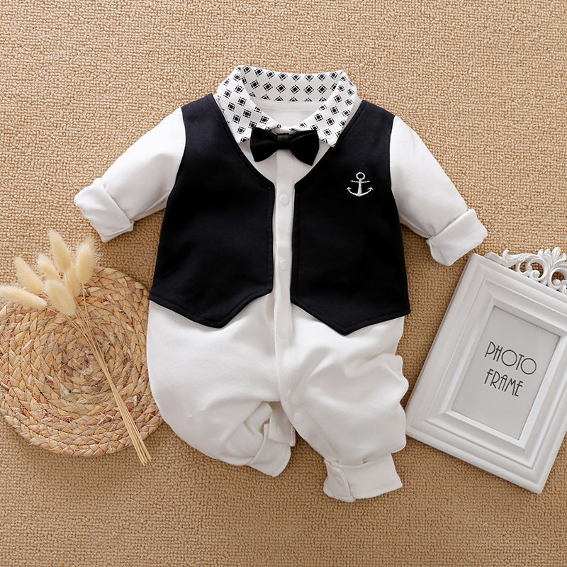 Baby Jumpsuit Spring And Autumn Models Foreign Trade Gentleman Baby Clothes Long-Sleeved Baby Clothes Baby Clothes - gr8garms