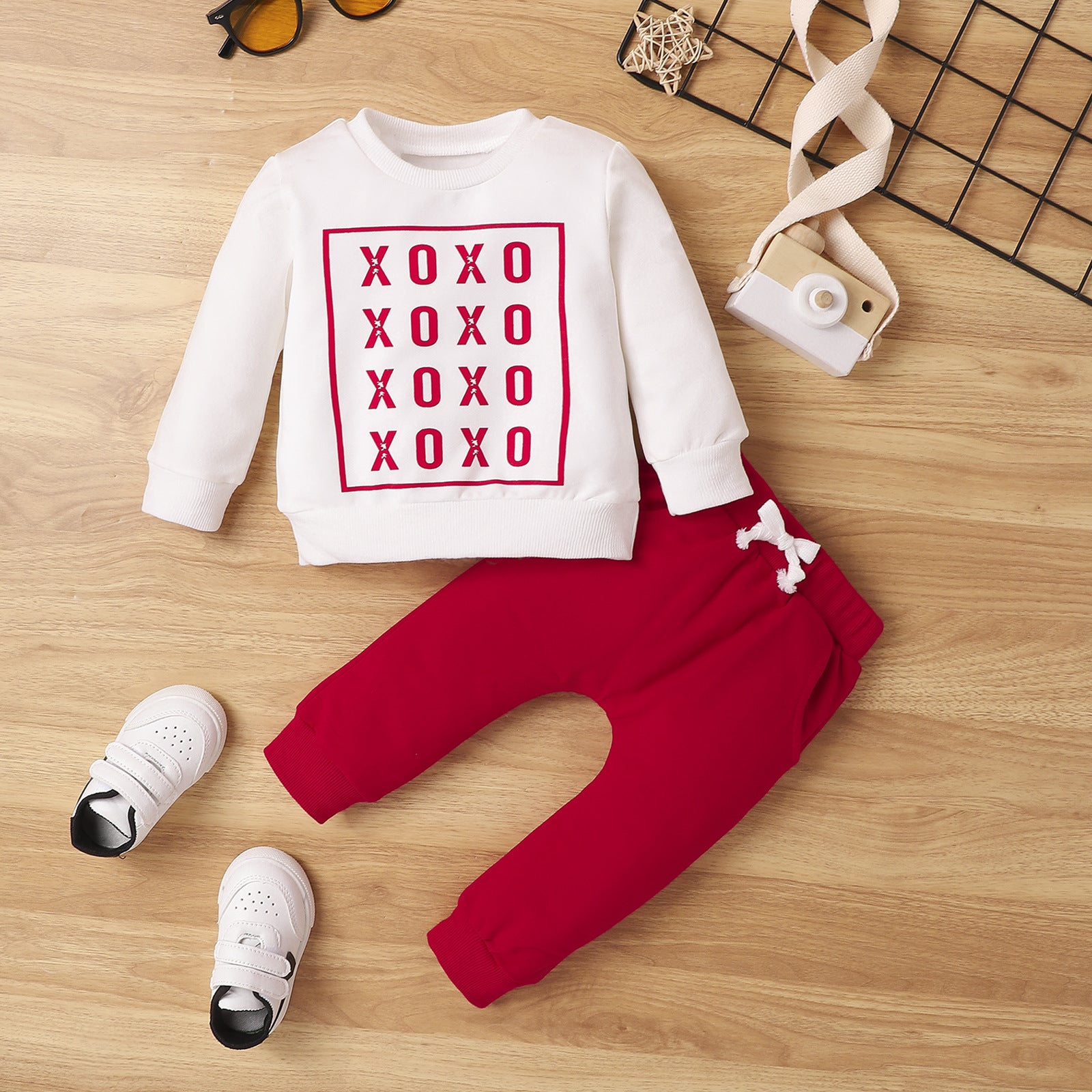 Long Sleeve Printed Letters Sweater Trousers Suit