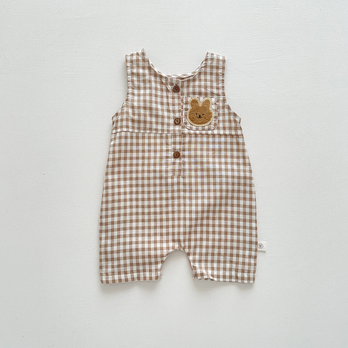 Summer New Thin Type Sleeveless Leotard Baby Boy Plaid Chest Bear Vest Bodysuit Romper